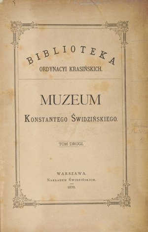 BIBLIOT. Ord. Krasinski. T. 2: Materials for the history of agriculture. 1876.