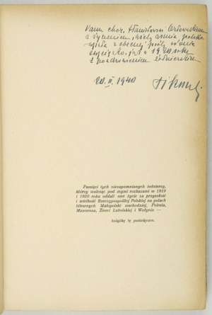 SIKORSKI W. - On the Vistula and Wkra rivers. 1928. with dedication by the author.