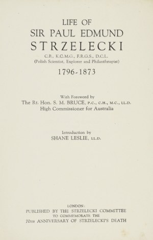Life of Sir Paul Edmund Strzelecki. London 1943.