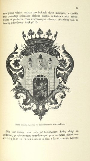SOCHANIEWICZ K[azimierz] - Coat of arms of the city of Lviv. With 27 illustrations in the text. Lviv 1933. tow....
