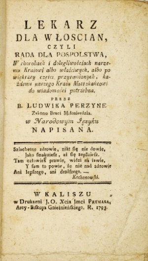 PERZYNA Ludwik - Physician for the landowners. Kalisz 1793.