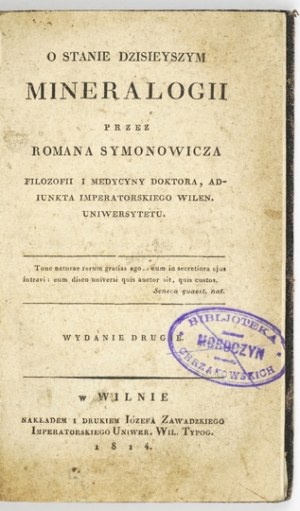 R. Symonowicz - On the state of today's mineralogy. 1814.