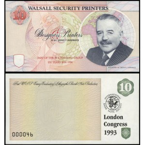Wielka Brytania, banknot testowy - Walsall Security Printers, 1993