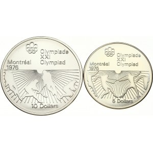 Canada 5 & 10 Dollars 1976 Olympics Montreal Lot of 2 coins