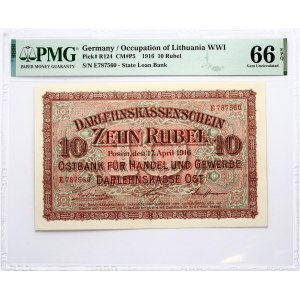 Darlehnskasse Ost 10 Rubel 1916 Posen PMG 66 Gem UNC EPQ
