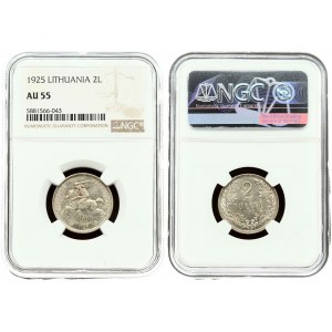 Lithuania 2 Litu 1925 NGC AU 55