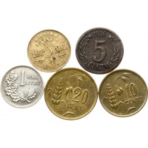 Lithuania 5 Centai - 1 Litas 1925-1936 Lot of 5 coins