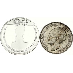 Netherlands 1 Gulden 1939 & 10 Euro 2002 Lot of 2 Coins