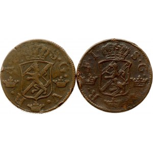 Sweden 2 Ore 1747 & 1762 Lot of 2 Coins