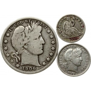 USA ½ Dime - ½ Dollar 1838-1906 Lot of 3 Coins