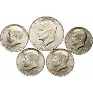 USA 1/2 - 1 Dollar 1972- 1976 Set Lot of 5 coins