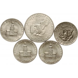 USA 1/2 - 1 Dollar 1972- 1976 Set Lot of 5 coins