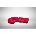 Red Nuvolone Sofa, Nuvolone modular sofa in red velvet Designer Rino Maturi for Mimo. In 1970 Rino Maturi drew the first version of Nuvolone obtaining great success. Today it's still an icon of design to be collect. Label of manufacturer on the sofa.