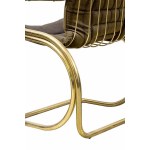 Set of two Cantilever chairs, A rare set of 3 chairs entirely in brass (very rare) and fabric upholstery, with upholstered arm pads