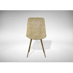 Set of 3 Vintage Chairs, Italian Production in the style of Gio Ponti. Brass and embroidered skai. Original Upholstery.