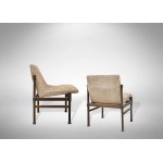 Pair of Vintage Scandinavian Chairs, Original upholstery. Teak and Fabric.