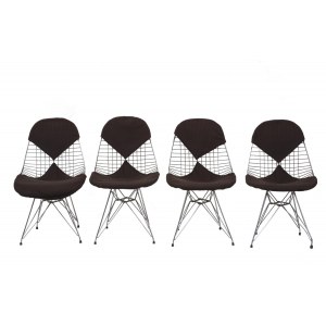 Set of four chairs DKR/2, Chairs p roduced for Herman Miller realized in  Chromedsteel, fabric upholstered padding.
