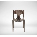 Set of 6 Vintage Chairs, Set of 6 Vintage Chairs is an original design furniture item realized  by Augusto Bozzi in the 1970s.  The set is composed by six chairs in wood with brass details.