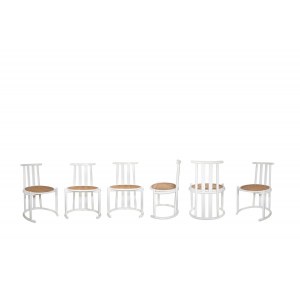 Set of 6 Baumann-style chairs, Baumann chairs in lacquered wood.
