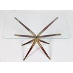 Italian coffee table, Italian coffee table in mahoagany wood, brass and cut crystal.