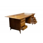 Wood desk, monumental wooden desk with side drawers realized by Melchiorre Bega