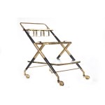 Vintage bar cart, Black wooden and brass bar Cart with glass shelves. Mint condition.