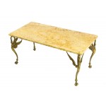 Vintage table, Elegant coffee table with marble top and brass legs moulded in the shape of a swan.