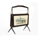 Magazine Holder, Valuable wooden magazine rack decorated with two prints on both sides.