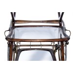Bar Cart, A wooden brass bar cart with shelves glass.
