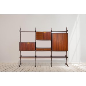 Self Standing Bookshelf, Elegant wooden bookcase made by Vittorio Dassi in the 1970s.