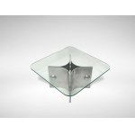 Coffee Table, Coffee table in chrome-plated steel and glass made by Rosselli for Saporiti in the 1970s. Good condition.