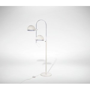 Vintage Floor Lamp, Lamp with two adjustable lights and shade made of sheet glass. 