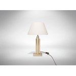 Vintage Table Lamp Alain Delon, Table Lamp Alain Delon is a design lamp realized for Maison Jansen in the 1970s. A brass lamp with a white lampshade.