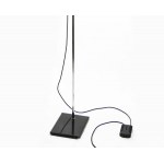 Chrome floor lamp, Elegant chrome-plated floor lamp with a minimalist structure.