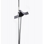 Chrome floor lamp, Elegant chrome-plated floor lamp with a minimalist structure.