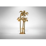 Vintage Palm Tree Floor Lamp Regency Style, Large brass palm tree sculpture in the Hollywood Regency style.