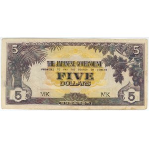 Malaya 5 Dollars 1942 (ND) Japanese Occupation - WW II