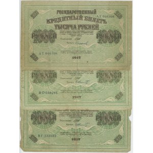 Russia 3 x 1000 Roubles 1917