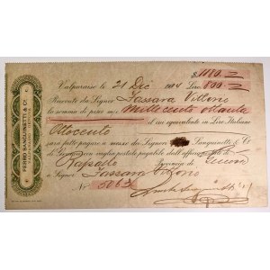 Chile Ferro Sanguinetti & Co Valparaiso Genoa Bill of Exchange for Lire 800 1904
