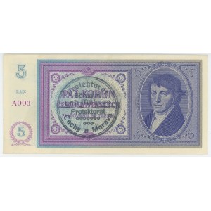 Bohemia & Moravia 5 Korun 1939 (ND)