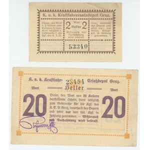 Austria 2 - 20 Heller 1914 - 1920 (ND) Local Issue Graz - K.u.k. Kraftfahr Ersatzdepot