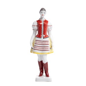 Figurine Woman in folk costume, Hollóháza Porcelain Manufactory