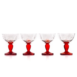 Set of four glasses with engraving decoration - USSR, 3rd third of 20th century.