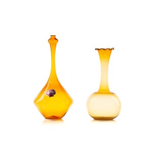 Decorative glass set: two bottles - Lauscha, GDR