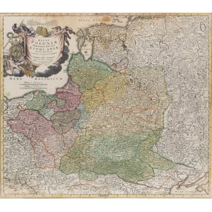 Johann Baptist Homann (1663 - 1724 ), Mapa Rzeczpospolitej Obojga Narodów i Prus, 1715