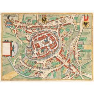 Frans Hogenberg, Georg Braun, Perspektywiczny plan Świebodzina, 1598