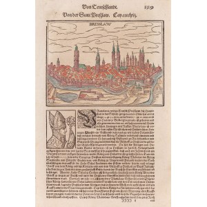 nieznany, Panorama Wrocławia z dzieła Cosmographia Sebastiana Münstera