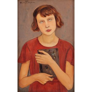 Wlastimil Hofman (1881 Praga - 1970 Szklarska Poręba), Portret dziewczynki z księgą, 1933