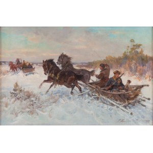 Ignacy Zygmuntowicz (1875 Varšava - 1947 Lodž), Na ceste na lov, 1. polovica 20. storočia.