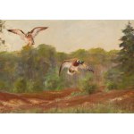 Georg Majewicz (1897 - 1965), Wild ducks in flight over a pond